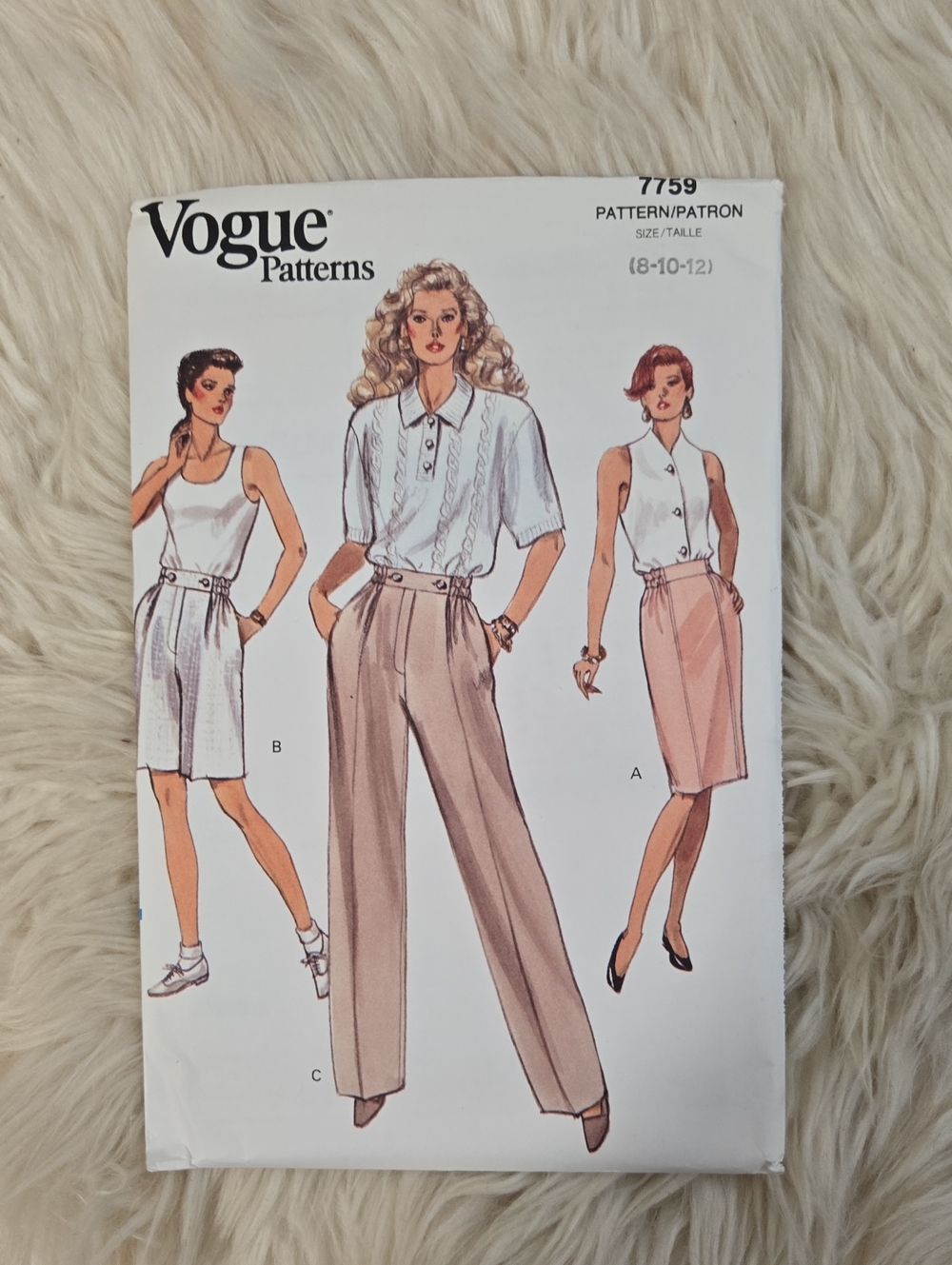 Vogue Vintage Very Easy Skirt, Pants , Shorts Sewing Pattern 7759